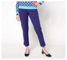 Isaac Mizrahi Live Petite 24/7 Stretch Icon Ankle Pants Cadet Navy 8 New