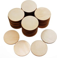 100 Pieces Unfinished Wood Circle - 2 Inch Round Disc Blank Natural Wooden Cutou