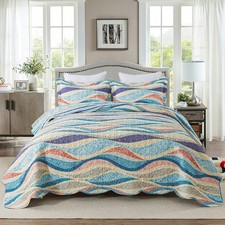 Coastal Quilt Sets Queen - 3 Pieces Beach Quilt Sets Ocean Bedspreads