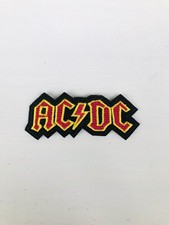AC/DC Logo Embroidered Iron-On Patch Classic Rock Band Pink Yellow Black
