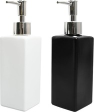 Set of 2 Square Design Glass Square Soap Dispenser 350 ml, Free Standing Soap D