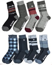 Columbia Men's Fleece interior Thermal Crew Socks 4-Pair Fit Men's Shoe Sz 6-12