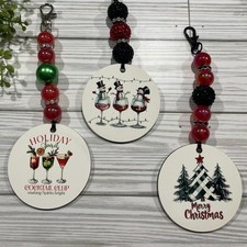 Handmade Christmas Purse Charms with Snowmen, Trees, and Cocktails