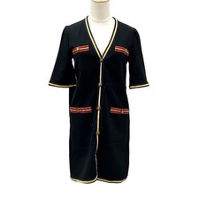 GUCCI Dress Black Tiger Button Short Sleeve Rayon