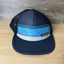 Billabong Hat Cap Snap Back Youth Trucker Mesh Blue Black Stripe Surf Skate