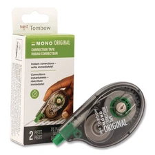Tombow 68627 0.17 in. x 394 in. MONO Correction Tape - Gray/Clear (2/Pack) New