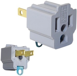 AC OUTLET ADAPTER 3 prong Convert to 2 blade grounding Cheater Plug LEVITON 274