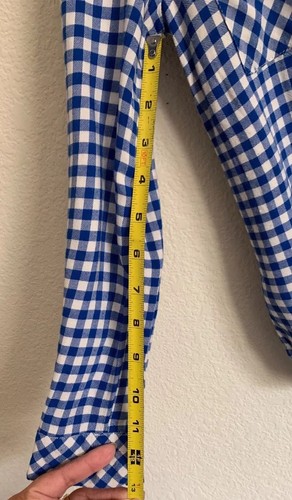 Usato in ottime condizioni Camicia rayon GB ragazza blu/bianco a quadri manica lunga bottoni bambina taglia Med 8 - Foto 4 di 8