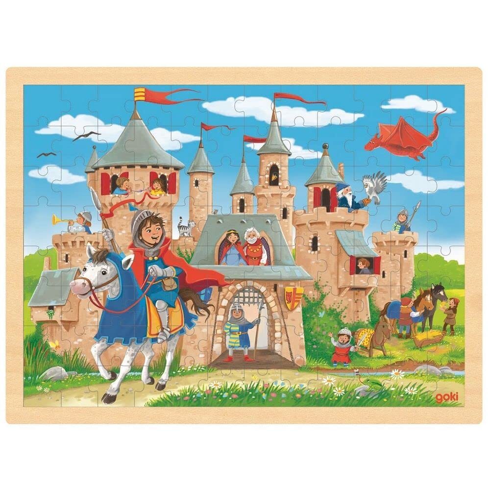 goki 57335 Puzzle Knight's Castle 96 Robust Wooden Pieces Colourful Design with