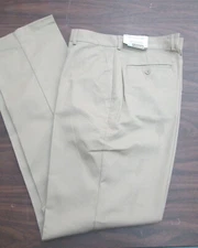 Men Pants khaki tan work school uniform 28 46 52 54 unhem flat Edwards 2577 NEW