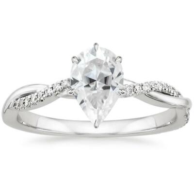 3ct Simulated Diamond Ring White Gold Plated Twist Shank Solitaire
