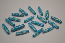 30 PCS DYED BLUE WAVY BUFFALO BONE TUBE BEADING BEADS 1"