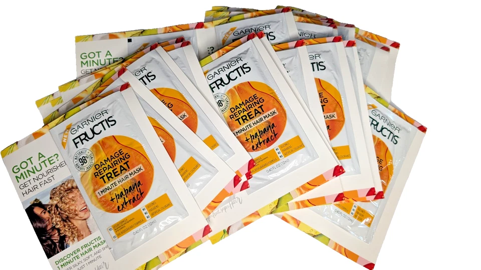 25pk Garnier Fructis Papaya 1-Min Hair Mask – Damage Repairing Single-Use Packs - Image 2 of 4