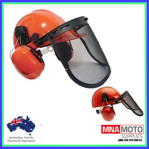 CHAINSAW BRUSHCUTTER SAFETY HELMET MESH VISOR & EAR MUFFS BRAND NEW eBay