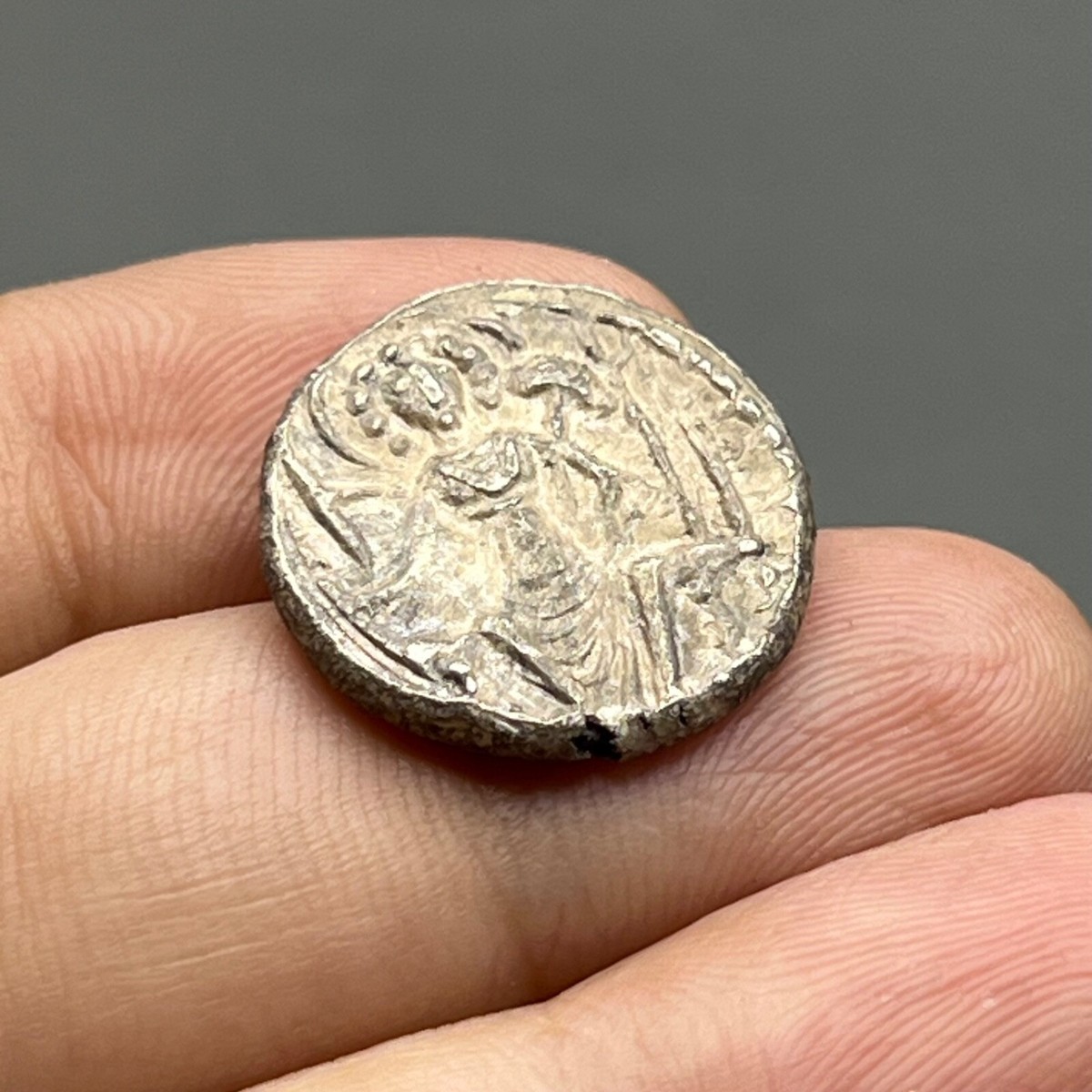 Bactrian Old Ancient India Indo Greek Kushan silver Coin Antique