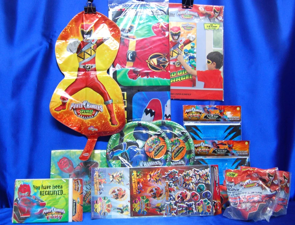 Power Rangers Fiesta # 12 2 Platos Mantel Servilleta Pegatinas Globo Botín Bolsas Foto 2 de 4