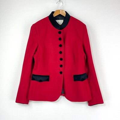 House of Bruar Wool Jacket Womens 16 Red Hunting Smart Military Tailored  Blazer UK