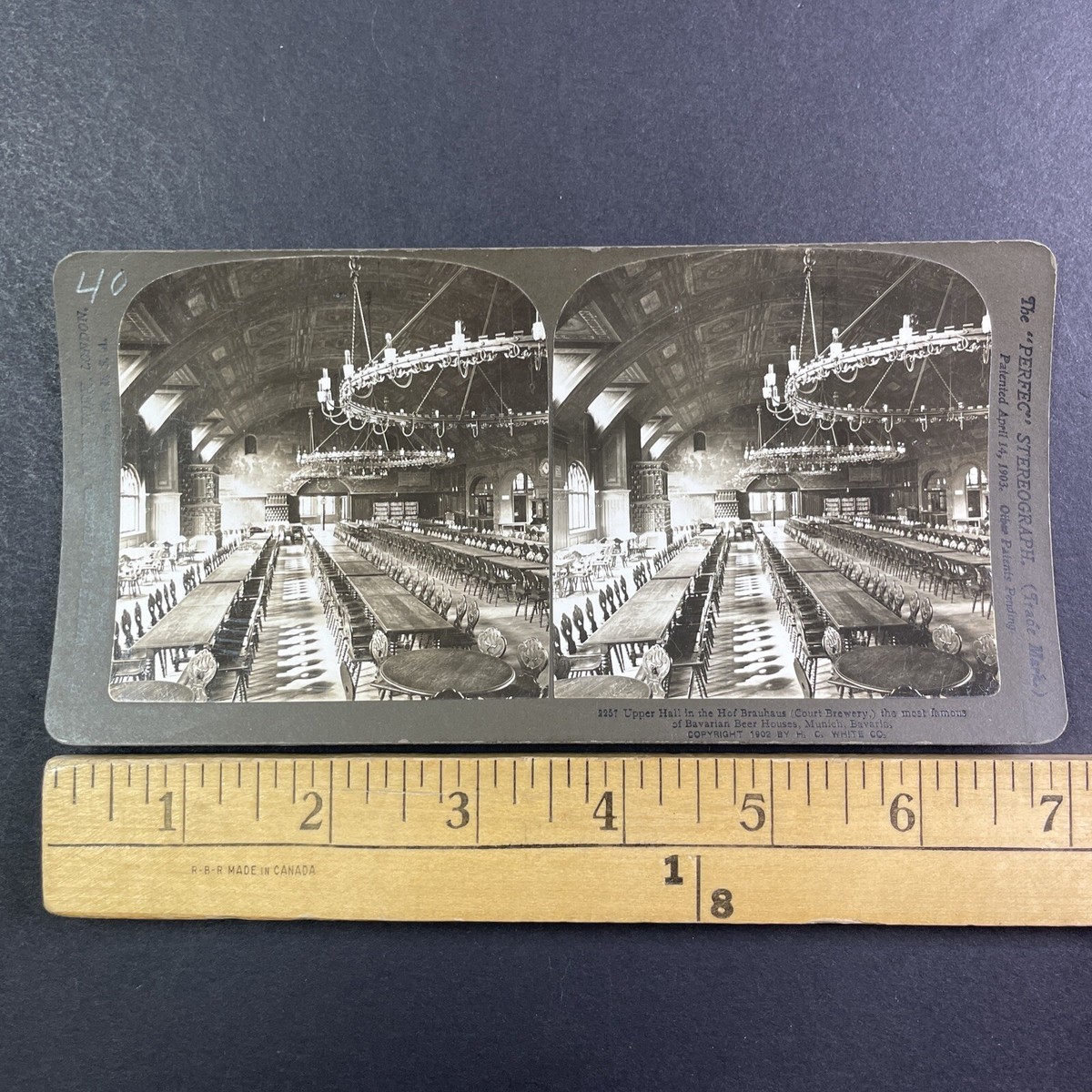 Munich Hofbrauhaus Beer Hall Germany Stereoview Antique c1902