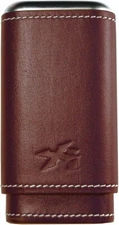 Xikar Envoy 3 Cigar Case, 3 Cigar Capacity, Stitched Leather, Silver Dome Cap
