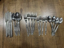 20 Pc Vtg Stylecraft Stainless Single Rose Flatware Service 4 Made in Japan GUC