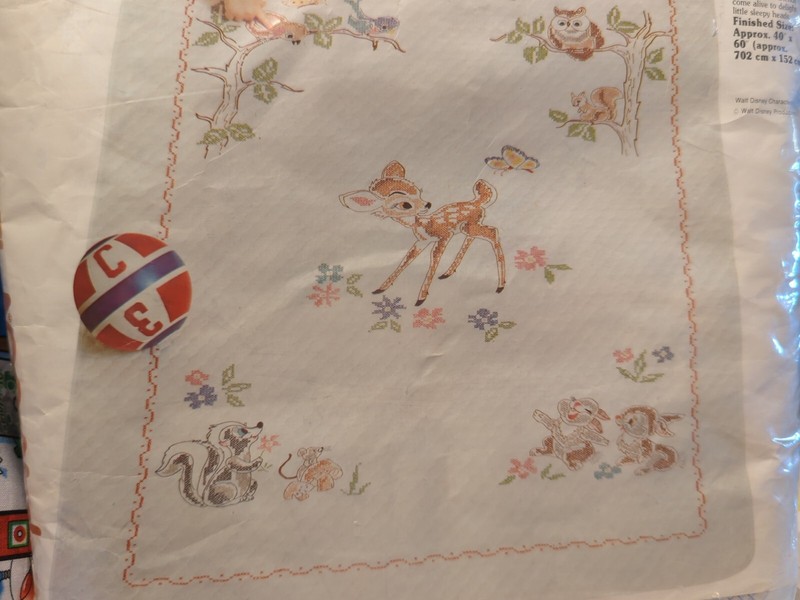Vintage Walt Disney Paragon Bambi Quilted Crib Quilt Needle craft Kit 0522Q