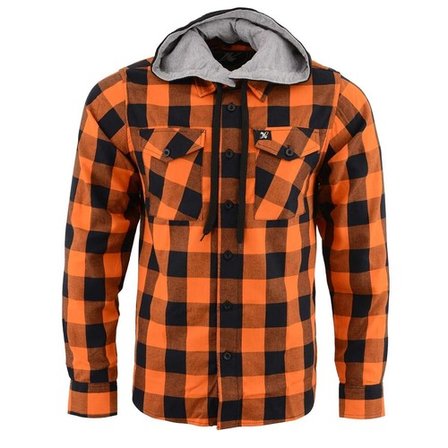 Milwaukee Leather 11642 Men's Flannel Plaid ORANGE/BLK Long Sleeve Cotton Shirt - Picture 16 of 16