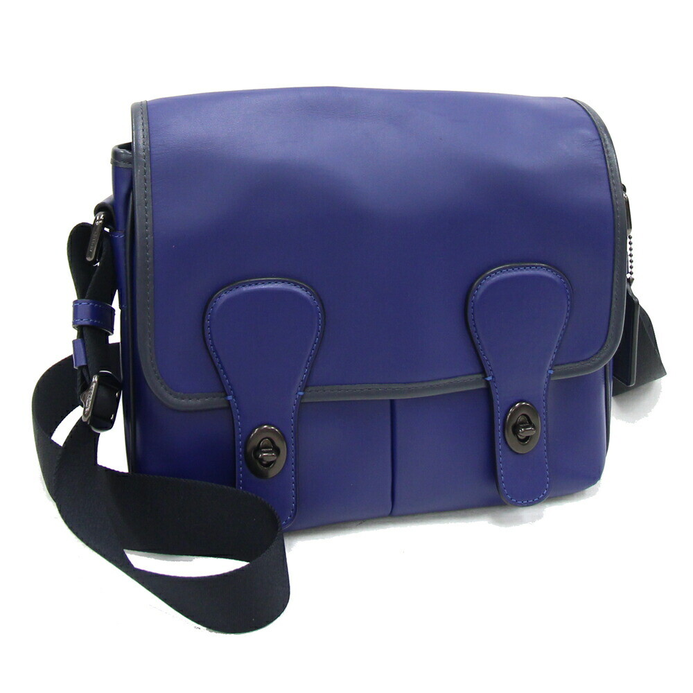 COACH☆HERITAGE LEATHER MAP BAG ☆ Coach Shoulder Bag Heritage Map Bag C2907 Navy Blue Leather