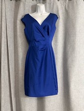Lauren Ralph Lauren Faux Wrap V Neck Dress Women’s Sz 6 Sleeveless Royal Blue