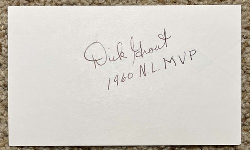 Dick Groat signed card - Pirates Cardinals debut 1952 - light discoloration