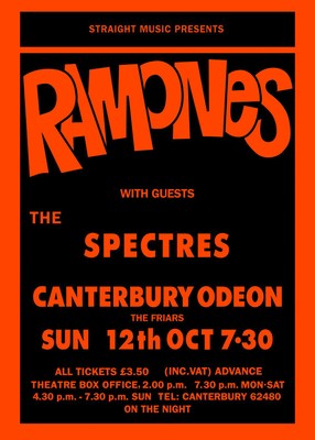 DIE RAMONES - SPECTRES - CANTERBURY ODEON 12 10 1979 GIG POSTER