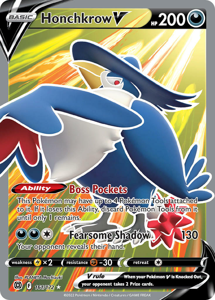 Honchkrow V 161/172 - Brilliant Stars - Full Art Pokemon Card