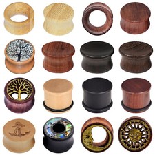 Pair Organic Natural Wood Ear Gauges Ear Plugs Double Flared Piercing 8-20mm
