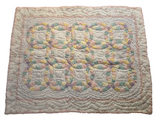 BRIGHT FUTURE Baby Quilt Blanket by JC Penny 36 X 45 Pastel Floral Girl EUC