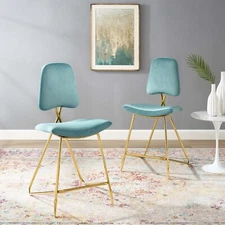 Modway Ponder Performance Velvet Upholstered Dining Counter Stool in Sea Blue