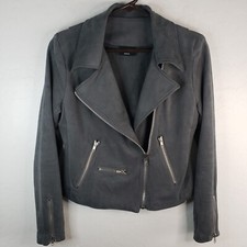 Vici Faux Suede Moto Jacket Women's Size Medium Grey With Decorative Zippers