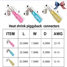Heat Shrink Piggyback Spade Connectors Insulated Quick Disconnect Crimp Terminal
