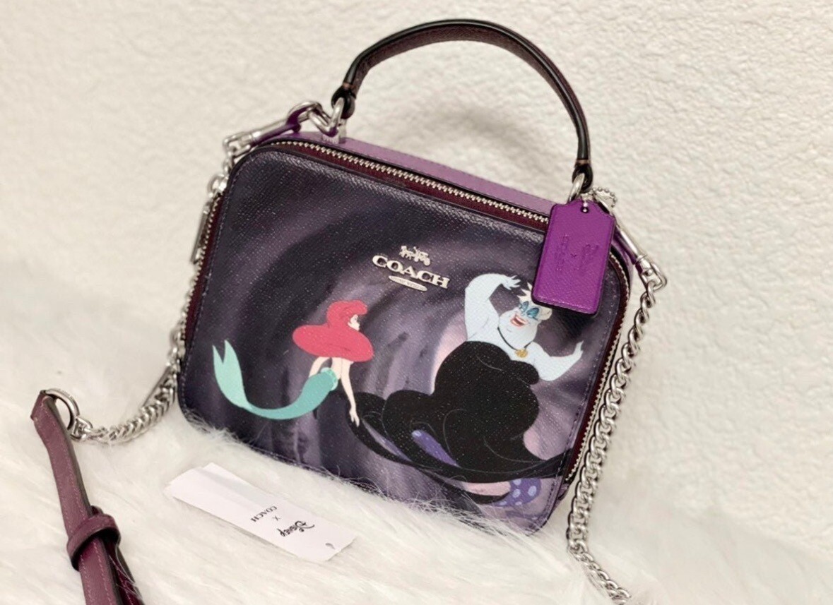 NWT COACH Disney X Coach Box Crossbody With Ursula Motif Leather