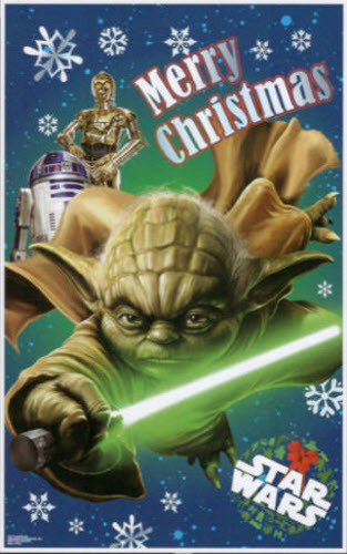 STAR WARS Scene Setter MERRY CHRISTMAS party wall decor Yoda R2D2