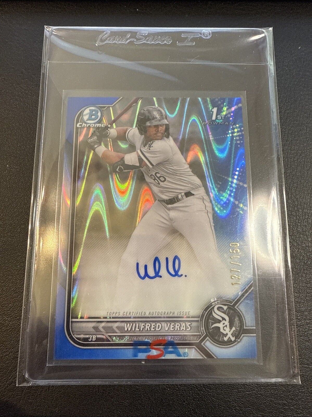 2022 Bowman Chrome Wilfred Veras 1st Blue RayWave Refractor Auto /150