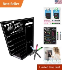 Magnetic Weekly Meal Planner & Kitchen Menu Board with 3 Neon Markers 16" x 12"