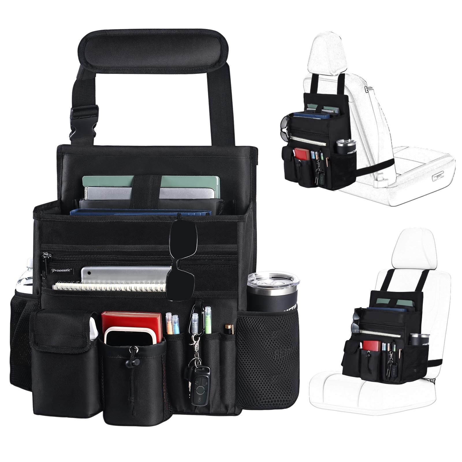 Front Seat Organizer,Car Seat File Organizer with Large Storage, Multiple Poc...