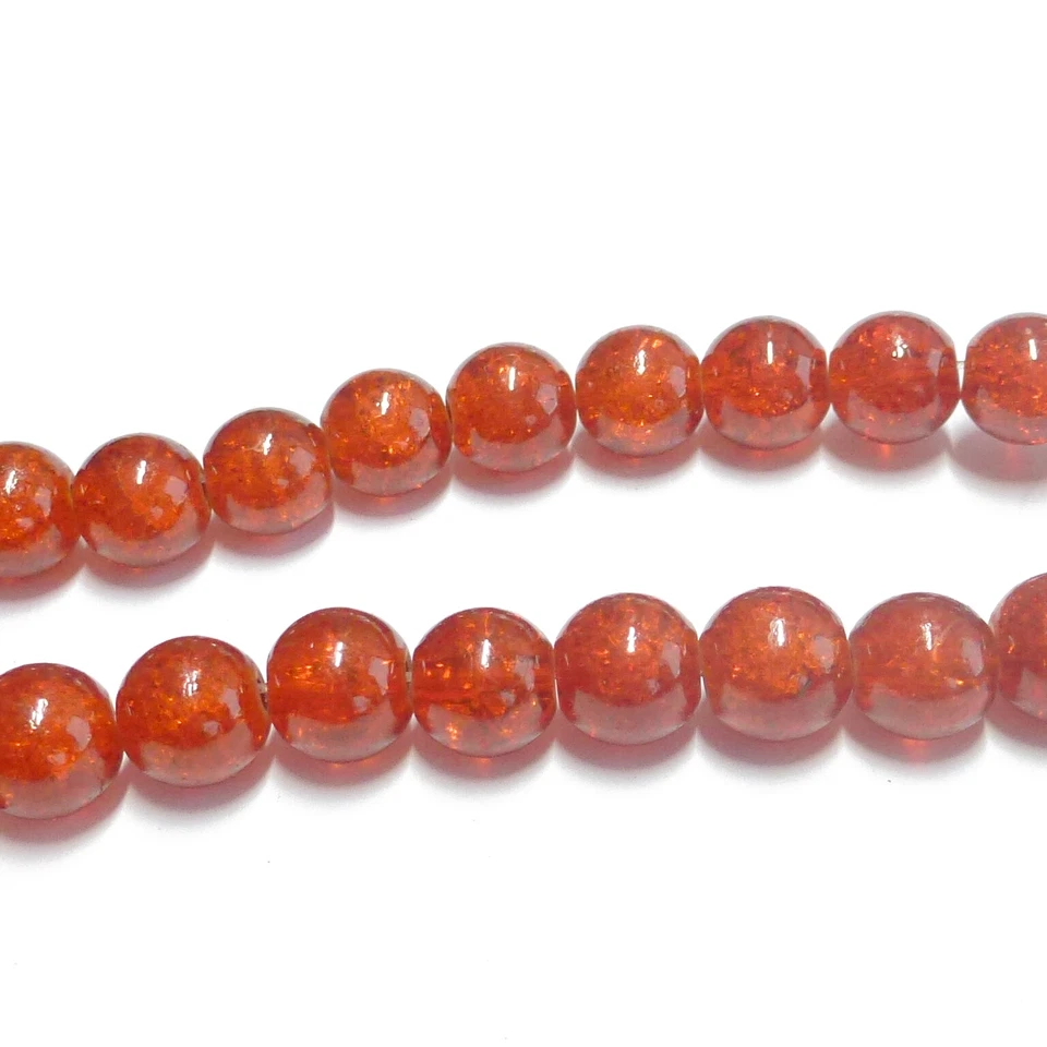 Glasperlen Crackle rund 8 mm orange rot ca. 105 Perlen Spacer nenad-design - Bild 4 von 4