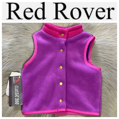 NWT Red Rover Clothing Co Polartec Fleece Baby Vest Pink Purple 6 Months Nice!