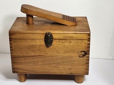 Wooden Vintage Used Shoe Shine Box w/Used Accessories Unbranded 10.5Lx8.5Hx6.5"W