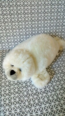 Peluche doudou phoque blanc cassé gris 40 cm Le Club