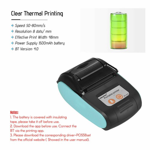 Portable Bluetooth 58mm Handheld Pocket iOS /Android POS Thermal Receipt Printer - Picture 4 of 19