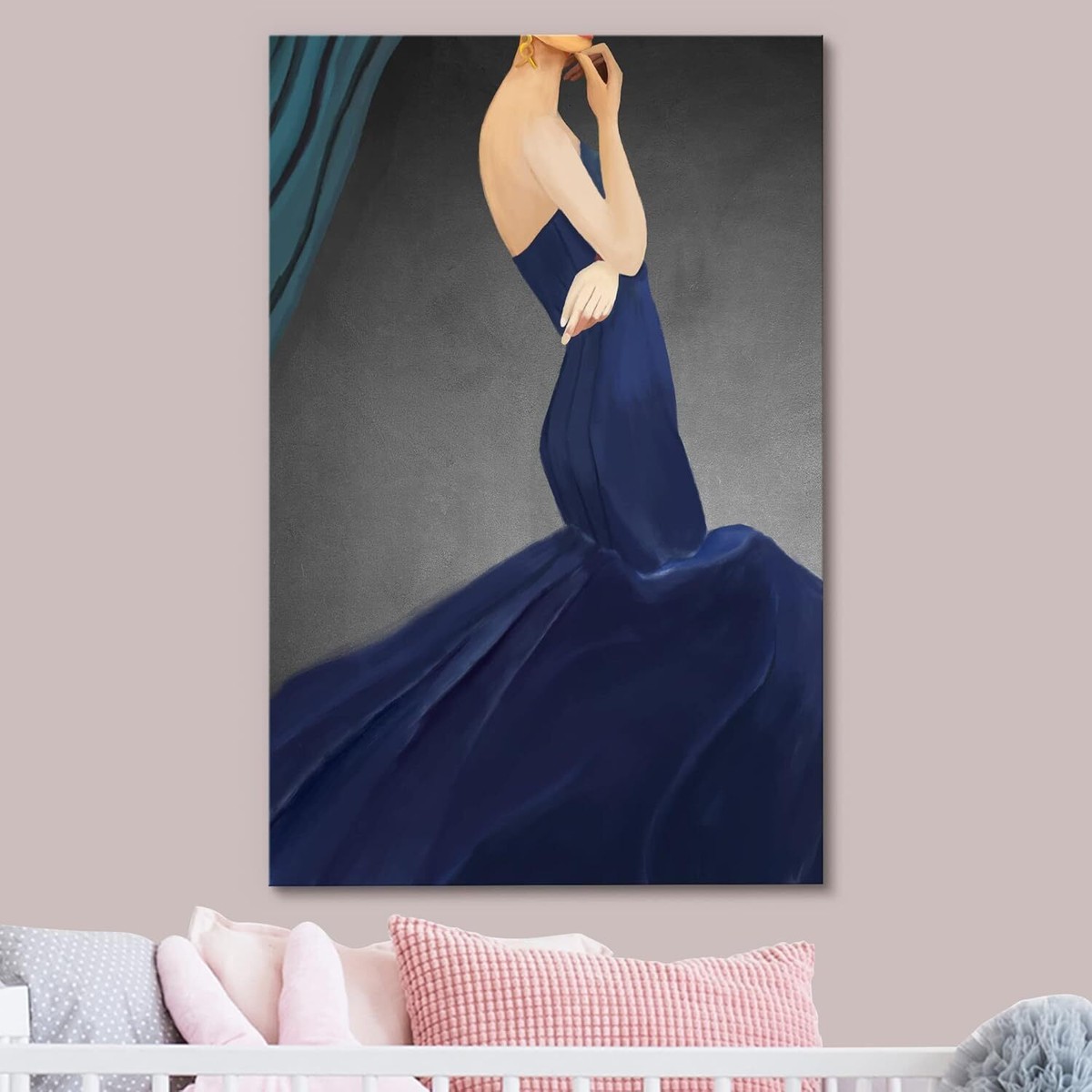 Framed Wall Art Canvas Print - Stylish Woman with Blue Gown | eBay Framed Wall Art Canvas Print - Stylish Woman with Blue Gown | eBay