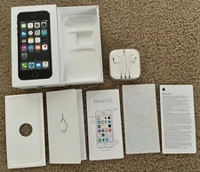 iphone 5s 16GB Empty Box W/Never Used Earbuds (Still Sealed) Paperwork & Inserts