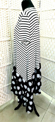 Stripes And Dots Dress By Kedem Sasson Asymmetrical Cut Size - 2 - - Picture 5 of 11