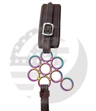 RAINBOW Hackamore Bitless Horse Flower Bit English Adjustable With Brown Leather